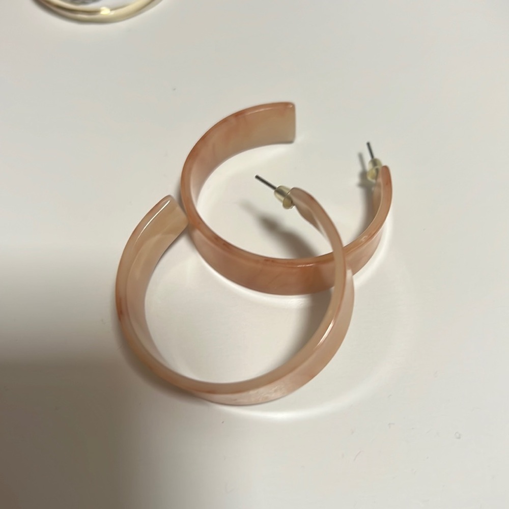 World Market orange/blush hoop earring